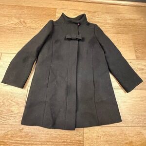 Crewcuts Girls Wool-Blend Bow Coat, Black Dressy Size 6/7 Lined Zip Closure